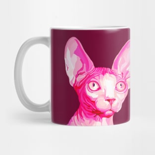 Pink Hairless Sphynx Cat Portrait Mug